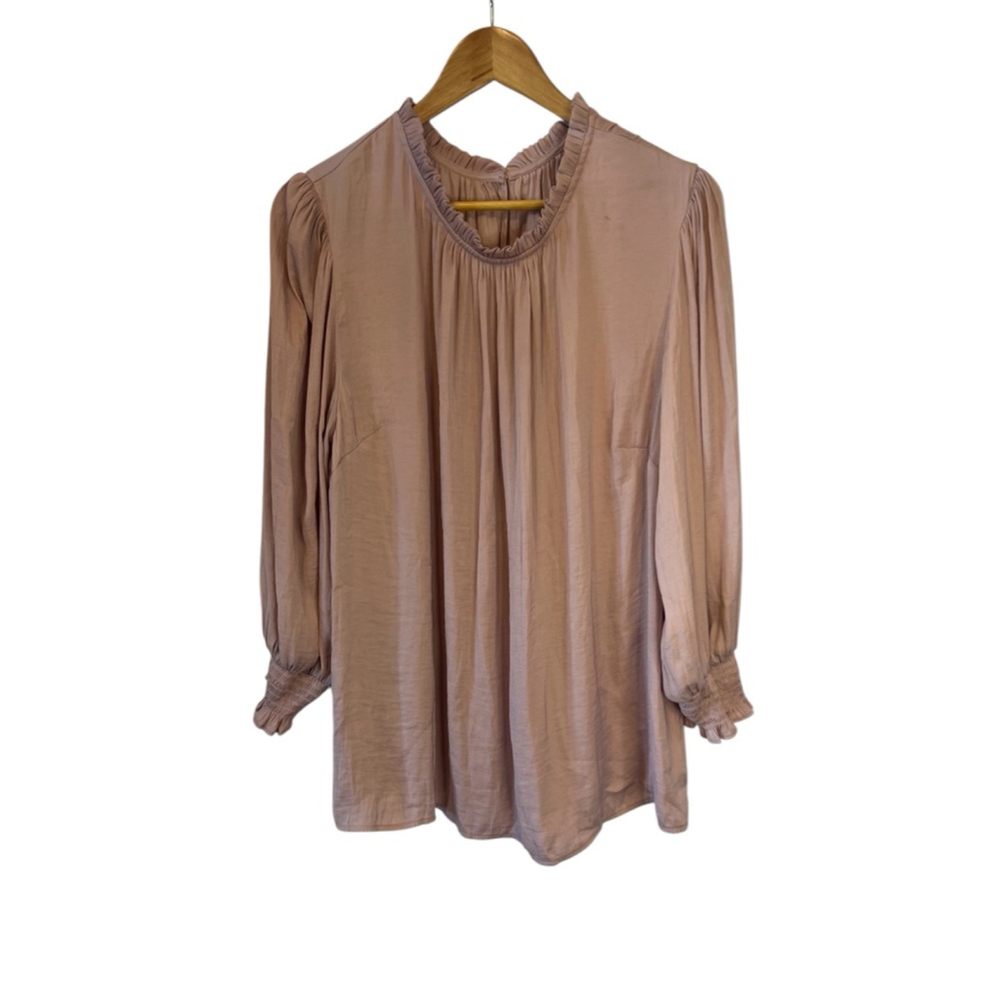 Women's Pink Long Sleeve Blouse Plus Size L